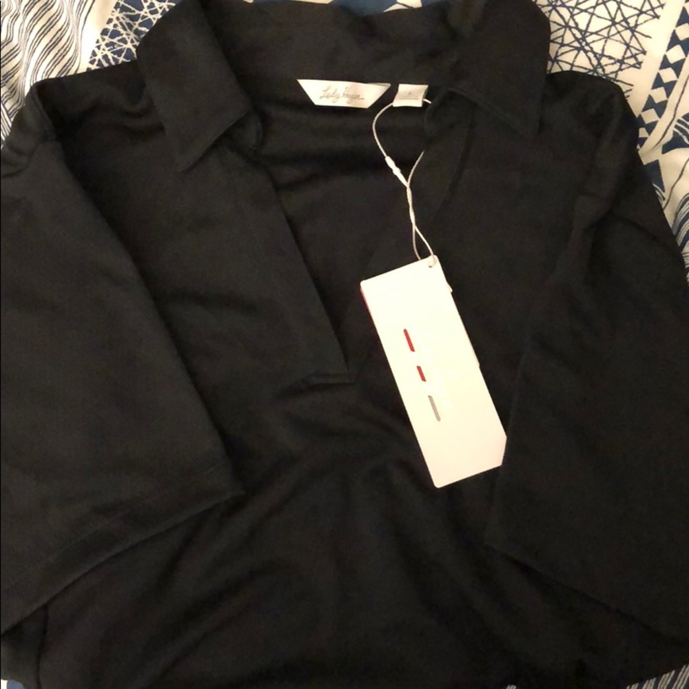 Brand new black shirt-sleeve golf polo